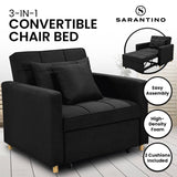Darrahopens Furniture > Sofas Sarantino Suri 3-in-1 Convertible Lounge Chair Bed - Black