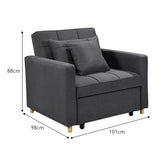 Darrahopens Furniture > Sofas Sarantino Suri 3-in-1 Convertible Lounge Chair Bed - Dark Grey