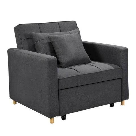 Darrahopens Furniture > Sofas Sarantino Suri 3-in-1 Convertible Lounge Chair Bed - Dark Grey