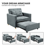Darrahopens Furniture > Sofas Sarantino Suri 3-in-1 Convertible Sofa Chair Bed -  Airforce Blue