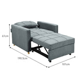 Darrahopens Furniture > Sofas Sarantino Suri 3-in-1 Convertible Sofa Chair Bed -  Airforce Blue