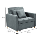 Darrahopens Furniture > Sofas Sarantino Suri 3-in-1 Convertible Sofa Chair Bed -  Airforce Blue