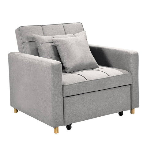 Darrahopens Furniture > Sofas Sarantino Suri 3-in-1 Convertible Sofa Chair Bed Lounger - Light Grey