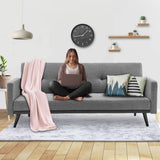 Darrahopens Furniture > Sofas Sarantino Tufted Faux Linen 3-Seater Sofa Bed with Armrests - Light Grey