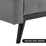 Darrahopens Furniture > Sofas Sarantino Tufted Faux Linen 3-Seater Sofa Bed with Armrests - Light Grey