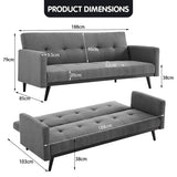 Darrahopens Furniture > Sofas Sarantino Tufted Faux Linen 3-Seater Sofa Bed with Armrests - Light Grey
