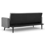 Darrahopens Furniture > Sofas Sarantino Tufted Faux Linen 3-Seater Sofa Bed with Armrests - Light Grey