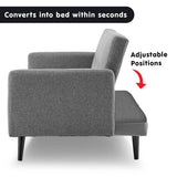 Darrahopens Furniture > Sofas Sarantino Tufted Faux Linen 3-Seater Sofa Bed with Armrests - Light Grey