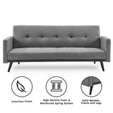 Darrahopens Furniture > Sofas Sarantino Tufted Faux Linen 3-Seater Sofa Bed with Armrests - Light Grey