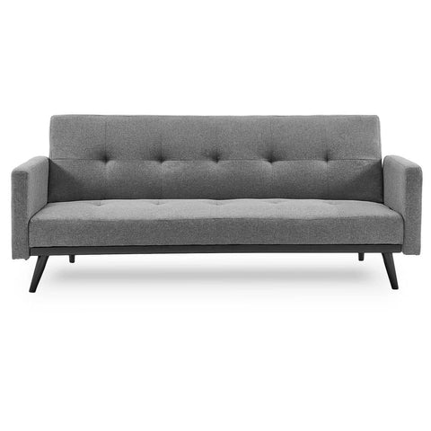 Darrahopens Furniture > Sofas Sarantino Tufted Faux Linen 3-Seater Sofa Bed with Armrests - Light Grey