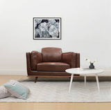 darrahopens Furniture > Sofas Single Seater Armchair Faux Leather Sofa Modern Lounge Accent Chair in Brown with Wooden Frame