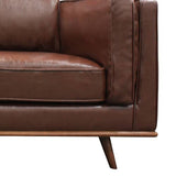 darrahopens Furniture > Sofas Single Seater Armchair Faux Leather Sofa Modern Lounge Accent Chair in Brown with Wooden Frame