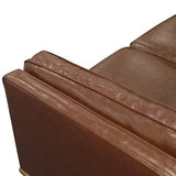 darrahopens Furniture > Sofas Single Seater Armchair Faux Leather Sofa Modern Lounge Accent Chair in Brown with Wooden Frame