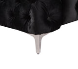 Darrahopens Furniture > Sofas Single Seater Black Sofa Classic Armchair Button Tufted in Velvet Fabric with Metal Legs