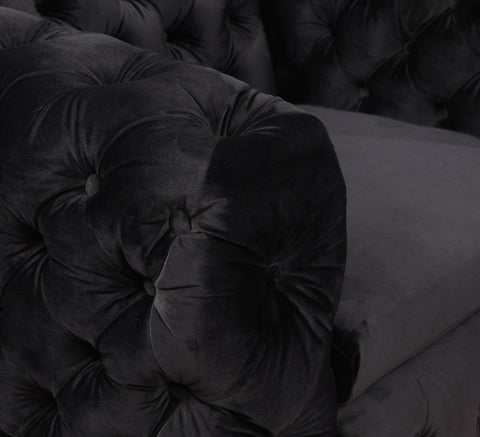 Darrahopens Furniture > Sofas Single Seater Black Sofa Classic Armchair Button Tufted in Velvet Fabric with Metal Legs