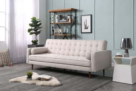 darrahopens Furniture > Sofas Sofa Bed 3 Seater Button Tufted Lounge Set for Living Room Couch in Fabric Beige Colour