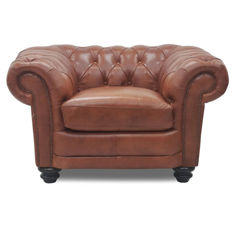 Darrahopens Furniture > Sofas Sonny 1 Seater Genuine Leather Sofa Chestfield Lounge Couch - Butterscotch