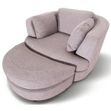 Darrahopens Furniture > Sofas Sunshine Single Sofa Love Chair Fabric Swivel Armchair Ottoman Set - Steel