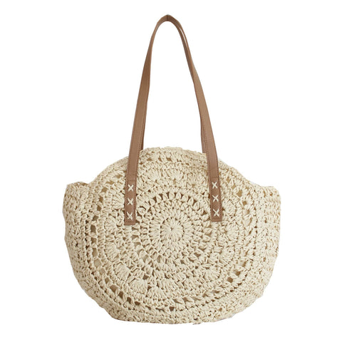 darrahopens Gift & Novelty > Bags Round Straw Beach Bag Natural
