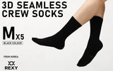 darrahopens Gift & Novelty > Fashion Rexy 5 Pack Medium Black 3D Seamless Crew Socks Slim Breathable