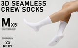 darrahopens Gift & Novelty > Fashion Rexy 5 Pack Medium White 3D Seamless Crew Socks Slim Breathable
