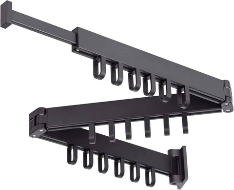 Darrahopens GOMINIMO Wall Mount Tri-fold Clothes Rack Black