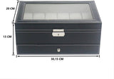 Darrahopens Health & Beauty > Cosmetic Storage 12 Slot PU Leather Lockable Watch and Jewelry Storage Boxes (Black)