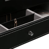 Darrahopens Health & Beauty > Cosmetic Storage 12 Slot PU Leather Lockable Watch and Jewelry Storage Boxes (Black)