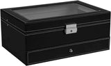 Darrahopens Health & Beauty > Cosmetic Storage 12 Slot PU Leather Lockable Watch and Jewelry Storage Boxes (Black)
