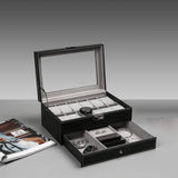 Darrahopens Health & Beauty > Cosmetic Storage 12 Slot PU Leather Lockable Watch and Jewelry Storage Boxes (Black)