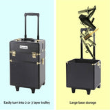 darrahopens Health & Beauty > Cosmetic Storage Embellir 7 in 1 Portable Cosmetic Beauty Makeup Trolley - Black & Gold