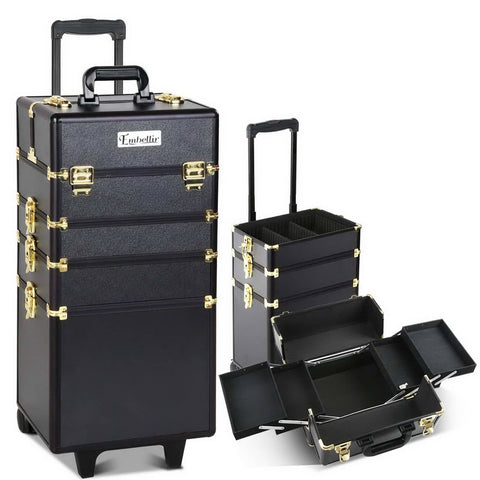 darrahopens Health & Beauty > Cosmetic Storage Embellir 7 in 1 Portable Cosmetic Beauty Makeup Trolley - Black & Gold