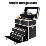darrahopens Health & Beauty > Cosmetic Storage Embellir Portable Cosmetic Beauty Makeup Carry Case with Mirror - Crocodile Black