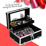 darrahopens Health & Beauty > Cosmetic Storage Embellir Portable Cosmetic Beauty Makeup Carry Case with Mirror - Crocodile Black