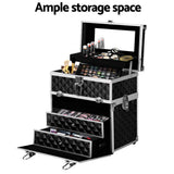 darrahopens Health & Beauty > Cosmetic Storage Embellir Portable Cosmetic Beauty Makeup Carry Case with Mirror - Diamond Black