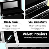 darrahopens Health & Beauty > Cosmetic Storage Embellir Portable Cosmetic Beauty Makeup Carry Case with Mirror - Diamond Black