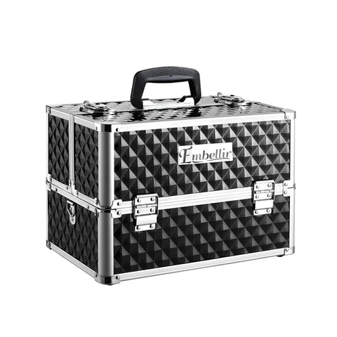 darrahopens Health & Beauty > Cosmetic Storage Embellir Portable Cosmetic Beauty Makeup Case - Diamond Black