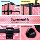 darrahopens Health & Beauty > Cosmetic Storage Embellir Portable Cosmetic Beauty Makeup Case - Diamond Pink