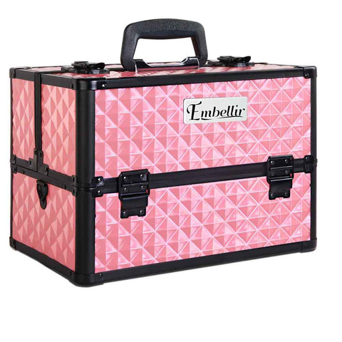 darrahopens Health & Beauty > Cosmetic Storage Embellir Portable Cosmetic Beauty Makeup Case - Diamond Pink