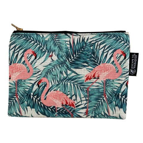 darrahopens Health & Beauty > Cosmetic Storage Zip Clutch Pouch-Tropical Flamingo