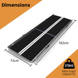 Darrahopens Health & Beauty EQUIPMED 182cm Portable Folding Aluminium Access Ramp, 272kg Rated, Black Ultra-Grip, for Wheelchair, Mobility Scooter