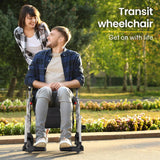 Darrahopens Health & Beauty EQUIPMED 2-in-1 Folding Rollator Wheelchair Adjustable Mobility Walker w/ Park Brakes & Bag, Silver