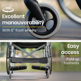 Darrahopens Health & Beauty EQUIPMED 20 Inch Folding Wheelchair Lightweight Aluminium Portable with Park Brakes, Black