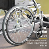 Darrahopens Health & Beauty EQUIPMED 20 Inch Folding Wheelchair Lightweight Aluminium Portable with Park Brakes, Black