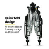 Darrahopens Health & Beauty EQUIPMED 20 Inch Folding Wheelchair Lightweight Aluminium Portable with Park Brakes, Black