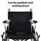 Darrahopens Health & Beauty EQUIPMED 20 Inch Folding Wheelchair Lightweight Aluminium Portable with Park Brakes, Black