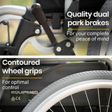 Darrahopens Health & Beauty EQUIPMED 24 Inch Portable Folding Wheelchair 24" Mobility Wheel Chair Alloy, Senior Elderly Aid