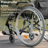 Darrahopens Health & Beauty EQUIPMED 24 Inch Portable Folding Wheelchair 24" Mobility Wheel Chair Alloy, Senior Elderly Aid