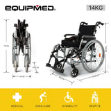 Darrahopens Health & Beauty EQUIPMED 24 Inch Portable Folding Wheelchair 24" Mobility Wheel Chair Alloy, Senior Elderly Aid