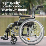 Darrahopens Health & Beauty EQUIPMED 24 Inch Portable Folding Wheelchair 24" Mobility Wheel Chair Alloy, Senior Elderly Aid